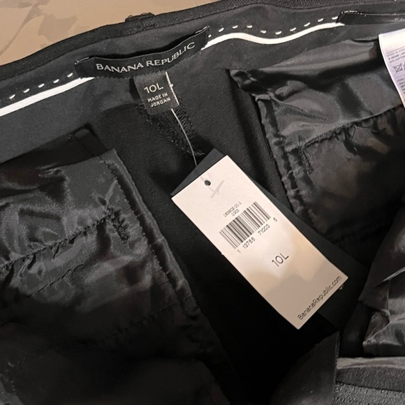 NWT Banana Republic Sloan Pants Flat front stretch Black detail Size 10 Long - Picture 12 of 13